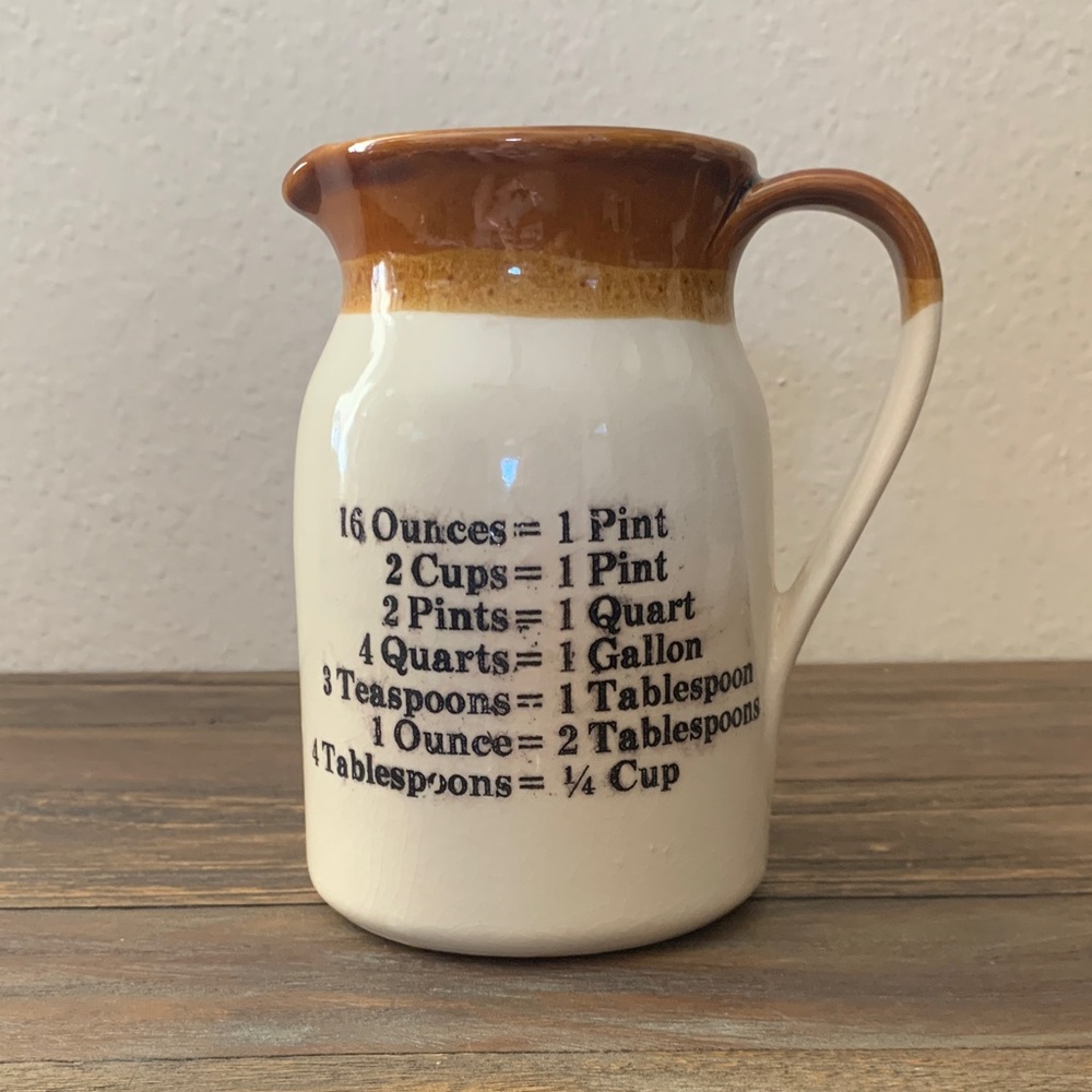 Brown and Cream Conversion Chart Pitcher